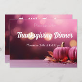 Elegante pompoen Thanksgiving Dinner Invitation Kaart (Voorkant / Achterkant)