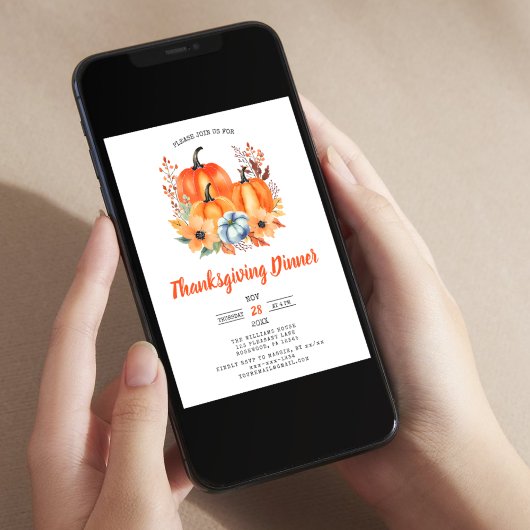 Elegante pompoen Thanksgiving Dinner Invitation Kaart