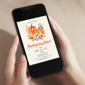 Elegante pompoen Thanksgiving Dinner Invitation Kaart