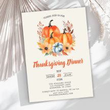 Elegante pompoen Thanksgiving Dinner Invitation
