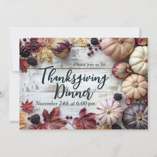 Elegante pompoen Thanksgiving Dinner Invitation Kaart (Voorkant)