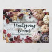 Elegante pompoen Thanksgiving Dinner Invitation Kaart (Voorkant / Achterkant)