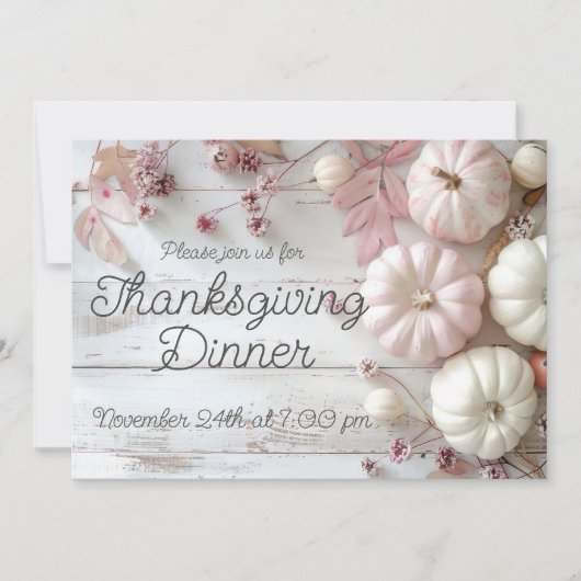 Elegante pompoen Thanksgiving Dinner Invitation Kaart (Voorkant)