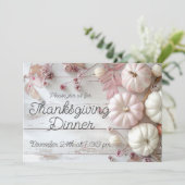 Elegante pompoen Thanksgiving Dinner Invitation Kaart (Staand voorkant)