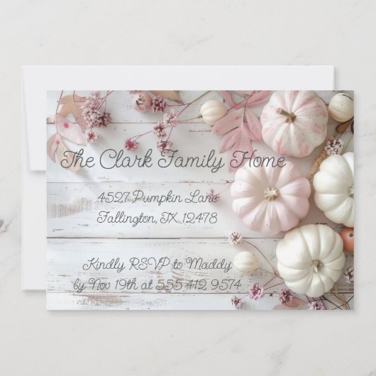 Elegante pompoen Thanksgiving Dinner Invitation Kaart (Achterkant)