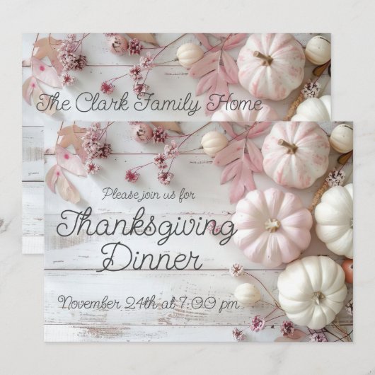 Elegante pompoen Thanksgiving Dinner Invitation Kaart (Voorkant / Achterkant)