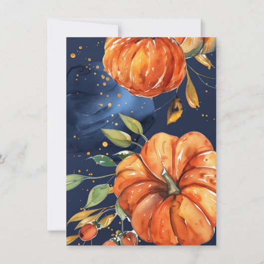 Elegante pompoen Waterverf Halloween Party Kaart (Achterkant)