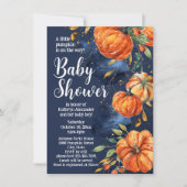 Elegante pompoen Waterverf Herfst Herfst Baby show Kaart (Voorkant)