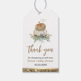 Elegante Pompoen Wit en Goud Bedankt Favor Cadeaulabel