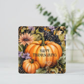 Elegante pompoenen Floral Happy Thanksgiving Kaart (Staand voorkant)