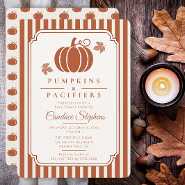 Elegante Pompoenen & Fopspeen Herfst Baby Shower Kaart