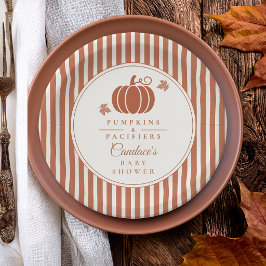 Elegante Pompoenen & Fopspenen Baby Shower  Papieren Bordje