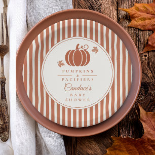 Elegante Pompoenen & Fopspenen Baby Shower  Papieren Bordje