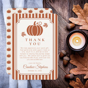 Elegante Pompoenen & Fopspenen Herfst Baby Shower Bedankkaart