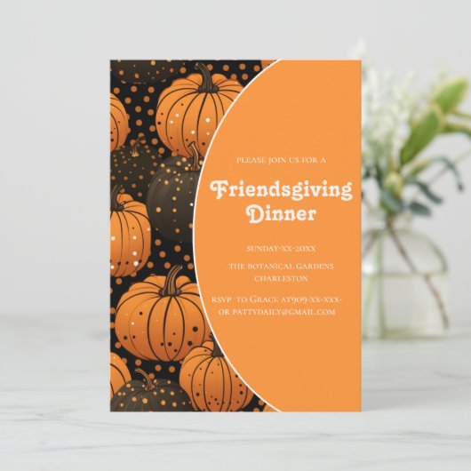elegante pompoenen herfst Friendsgiving Kaart (Staand voorkant)