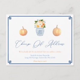 Elegante Pompoenen Herfstbloemen Adreswijziging Aankondigingskaart