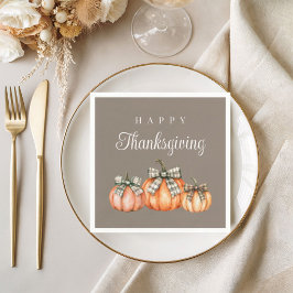 Elegante Pompoenen Met Strik Gelukkig Thanksgiving Servet