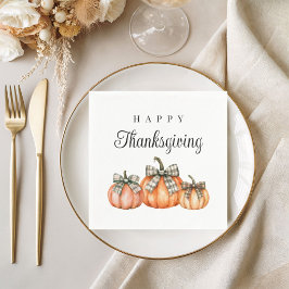 Elegante Pompoenen Met Strik Happy Thanksgiving Servet