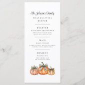 Elegante Pompoenen met Strik Thanksgiving Menu (Voorkant)