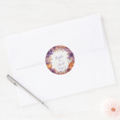 Elegante Pompoenen Paarse Bloemen Wedding Ronde Sticker (Envelop)