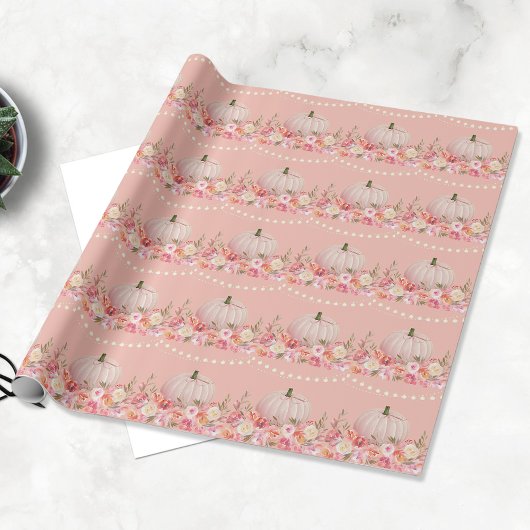 Elegante pompoenpatroon | Blush roze Cadeaupapier