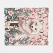 Elegante Poolvos Roze Bloemen Fleece Deken (Voorkant (Horizontaal))