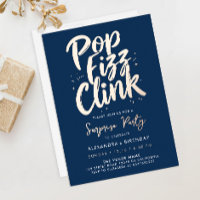 Elegante Pop Fizz Clink Marineblauw Bedrijf Schrif