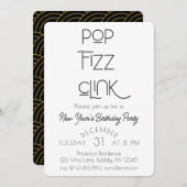 Elegante Pop Fizz Clink Nieuwjaarsfeest Kaart (Voorkant / Achterkant)