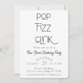 Elegante Pop Fizz Clink Nieuwjaarsfeest Kaart