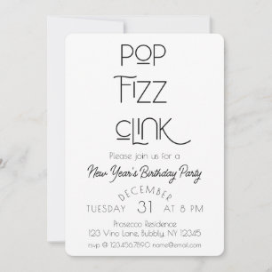 Elegante Pop Fizz Clink Nieuwjaarsfeest Kaart