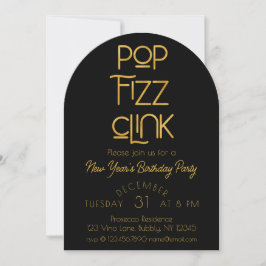 Elegante Pop Fizz Clink Nieuwjaarsfeest Kaart