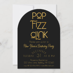 Elegante Pop Fizz Clink Nieuwjaarsfeest Kaart