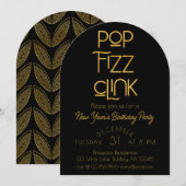 Elegante Pop Fizz Clink Nieuwjaarsfeest Kaart (Voorkant / Achterkant)
