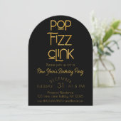 Elegante Pop Fizz Clink Nieuwjaarsfeest Kaart (Staand voorkant)