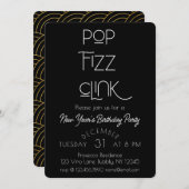 Elegante Pop Fizz Clink Nieuwjaarsfeest Kaart (Voorkant / Achterkant)