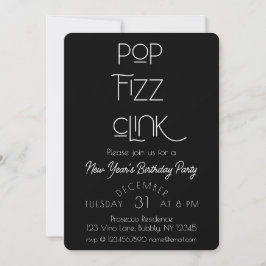 Elegante Pop Fizz Clink Nieuwjaarsfeest Kaart