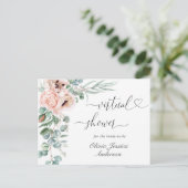 Elegante Poppy Eucalyptus Bruids VIRTUELE Douche Briefkaart (Staand voorkant)