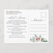 Elegante Poppy Eucalyptus Bruids VIRTUELE Douche Briefkaart (Achterkant)