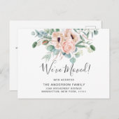 Elegante Poppy Eucalyptus Moving Aankondiging Briefkaart (Voorkant / Achterkant)