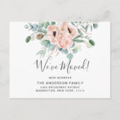 Elegante Poppy Eucalyptus Moving Aankondiging Briefkaart (Voorkant)