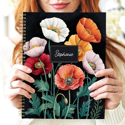 Elegante Poppy Floral Custom Name Planner