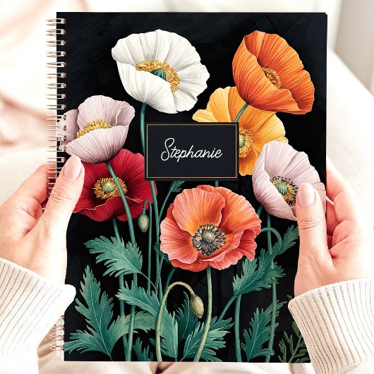 Elegante Poppy Floral Custom Name Planner
