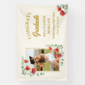 Elegante Poppy Floral Graduation Party Banner (Verticaal)