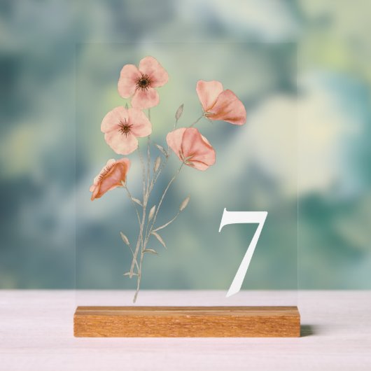 Elegante Poppy Meadow Oranje Bloemen Acryl Bord (Neutraal)