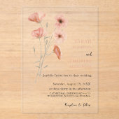 Elegante Poppy Meadow Sinaasappel Flowers Wedding Acryl Uitnodigingen (Voorkant)
