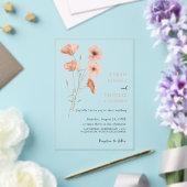 Elegante Poppy Meadow Sinaasappel Flowers Wedding Acryl Uitnodigingen (Insitu (Huwelijk))