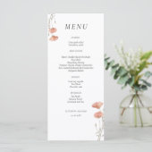 Elegante Poppy Meadow Sinaasappel Flowers Wedding Menu (Staand voorkant)