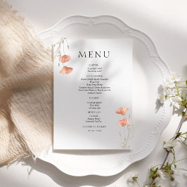 Elegante Poppy Meadow Sinaasappel Flowers Wedding Menu