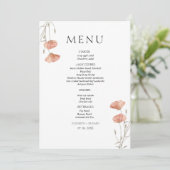 Elegante Poppy Meadow Sinaasappel Flowers Wedding Menu (Staand voorkant)