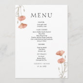 Elegante Poppy Meadow Sinaasappel Flowers Wedding Menu (Voorkant)